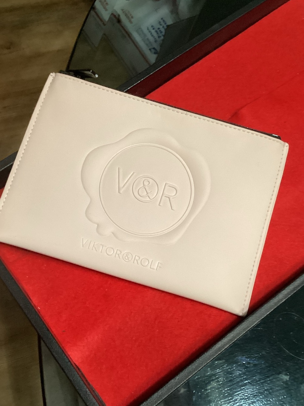 Viktor & Rolf Pale Pink Embossed V&R Embossed Pouch/Make-up Bag
